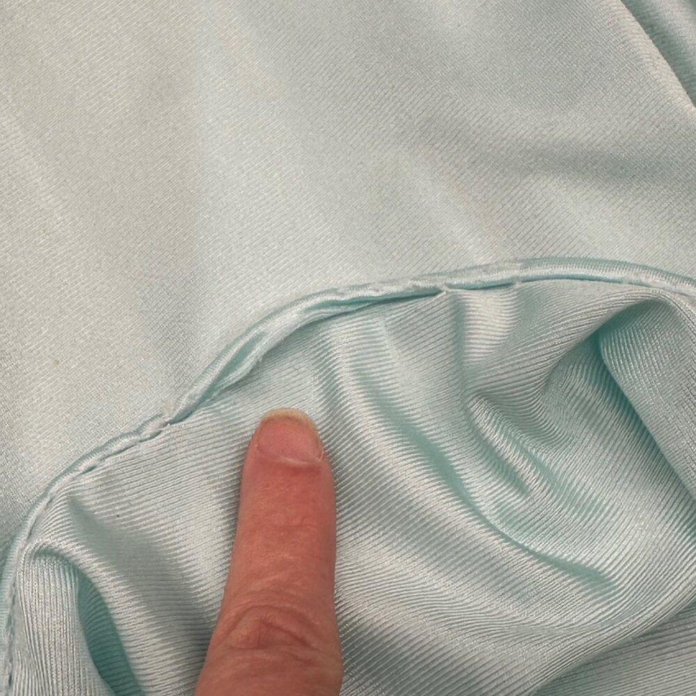 Vintage Nightgown Pajamas Aqua Nylon Lace Ruffle Sleeves Miss Elaine USA Medium - Picture 10 of 11